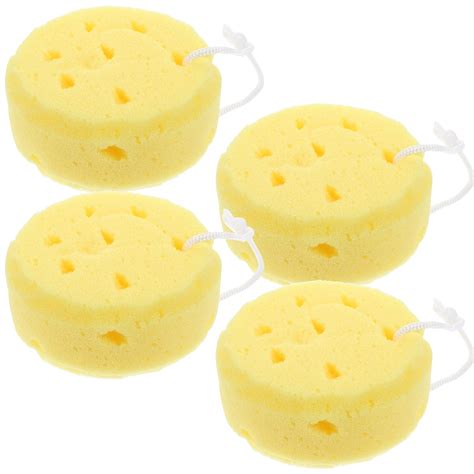 4 Pcs Round Bath Sponge Bathing Extra Large Foam Scrubber Cleaning