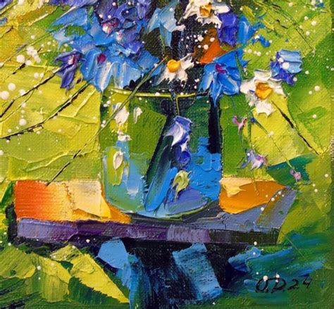 A Bouquet Of Meadow Blue Flowe Painting By Olha Darchuk