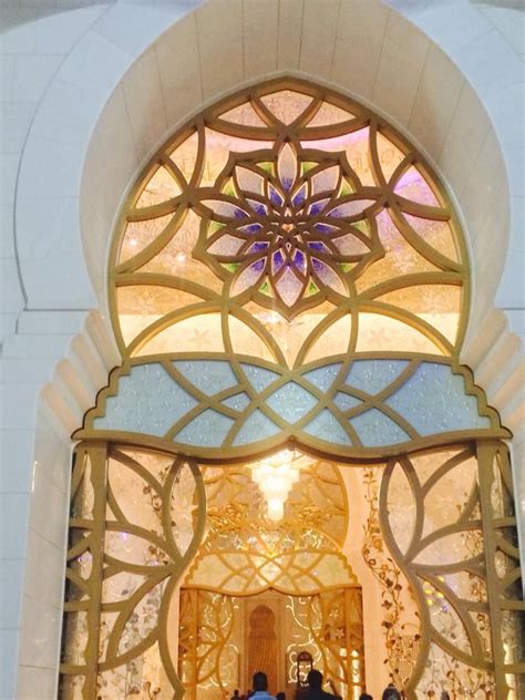 Beautiful Glass Window Of The Grand Mosque Sheikh Zayed Mosque Abu Dhabi Grand Mosque