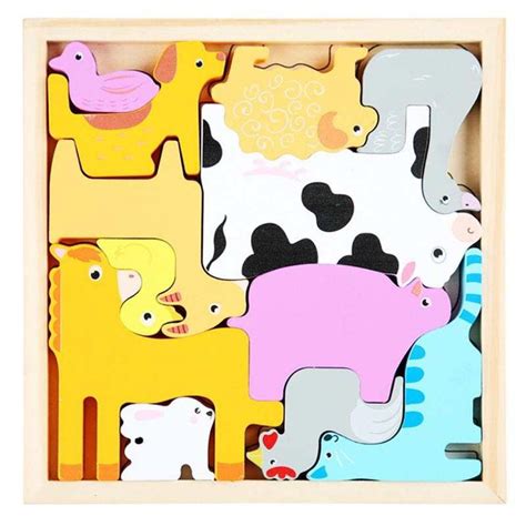 3D Wooden Farm Animals Puzzle - JNC Montessori Education