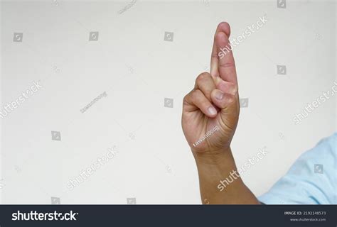 Closeup Hand Sign Gesture Fingers Crossed Stock Photo 2192148573 ...