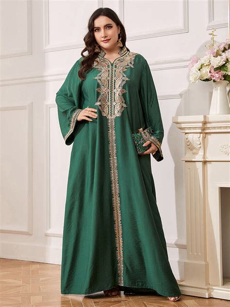 Plus Size Women Long Dress Evening Dubai Loose Kaftan Abaya Muslim Robe