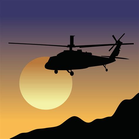 military helicopter with sunset background 25367061 Vector Art at Vecteezy