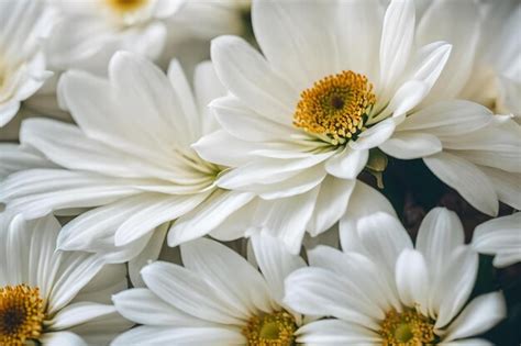 Premium AI Image | A bouquet of daisies with a yellow center.