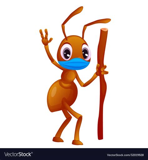 Cartoon style ant with a stick in hand is wearing Vector Image