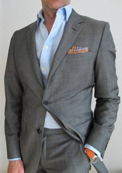 Venta Traje Gris Oxford Con Camisa Azul En Stock