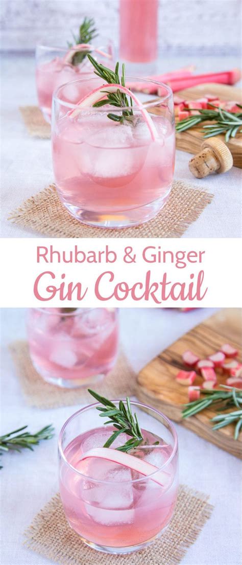 Two Beautiful Photos Of A Pretty Pink Rhubarb And Ginger Gin Cocktail