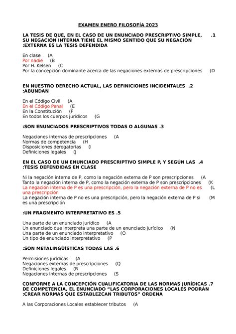 Examen Enero Filosofía EXAMEN ENERO FILOSOFÍA 2023 LA TESIS DE QUE