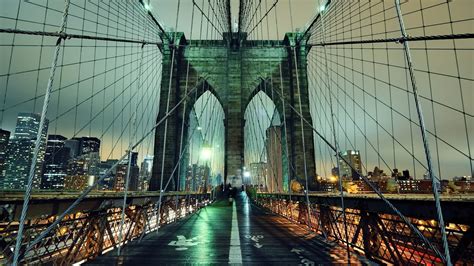 1920x1080 lights, Brooklyn bridge, new york city, night, new york, nyc ...