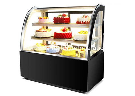 Curved Glass Cake Display Chiller Commercial Bakery Showcase Counter