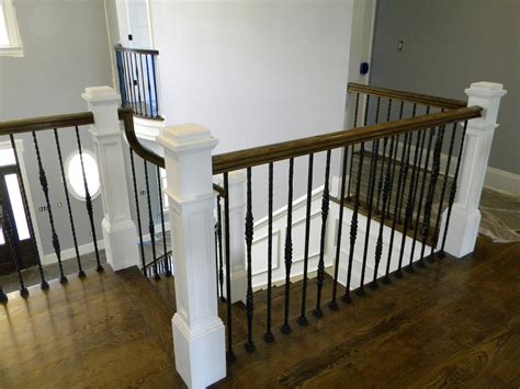 Wood Stairs And Rails And Iron Balusters Custom Flared Stairs And Iron