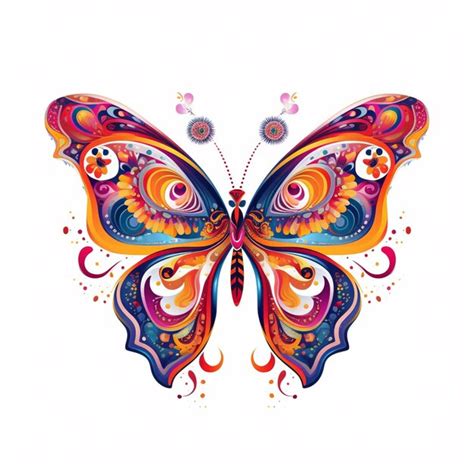 Premium Ai Image Brightly Colored Butterfly With Swirls And Dots On