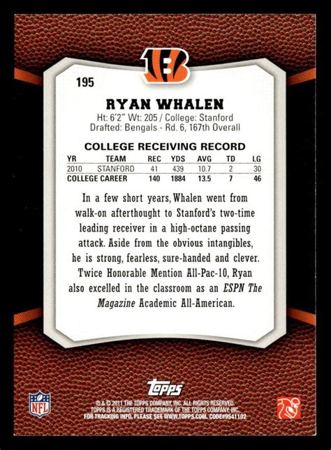 Ryan Whalen Topps Rising Rookies Rookie Card Cincinnati