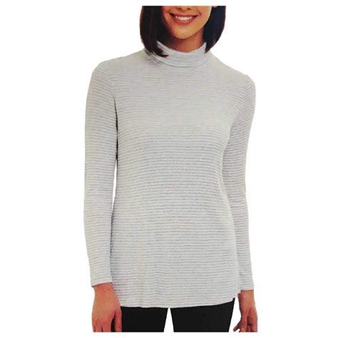 Jones New York Jones New York Womens Soft Ribbed Knit Long Sleeve Turtleneck Silver Combo Xx