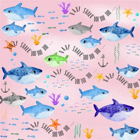 Baby Shark Fabric Shark Fabric Ocean Fabric Sea Life Fabric | Etsy