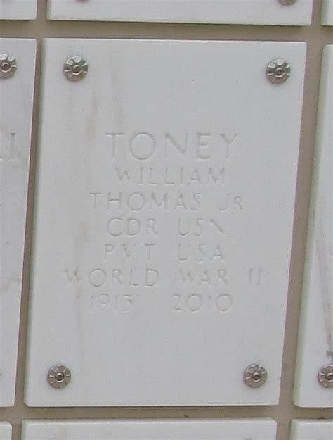 William Thomas Toney Jr 1913 2010 Mémorial Find a Grave