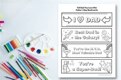 Fun Printable Father S Day Bookmarks To Colour