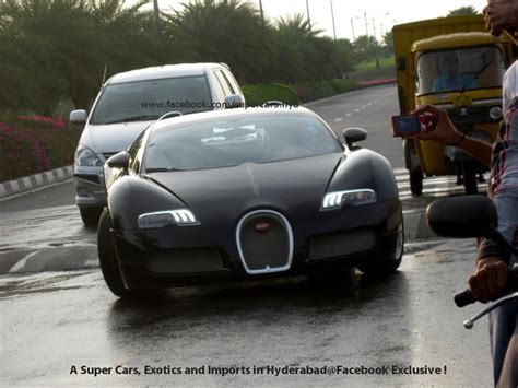 Bugatti Veyron rides over a speed bump in Hyderabad