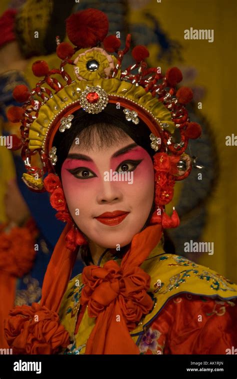 Vertical close up of a female Beijing opera singer People’s Republic of ...