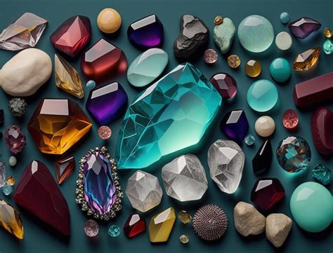 Hermosa colección de cristales y piedras preciosas y minerales sobre un