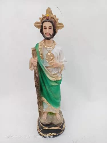 Figura San Judas Tadeo Resina Bulto Cm Ojos De Cristal En Venta En