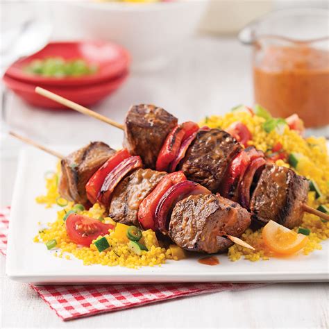 Brochettes De Boeuf Sauce Barbecue Miel Moutarde Et Ail