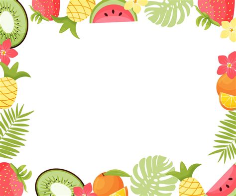 Tropical Fruits Frame Exotic Fruity Square Border With Copy Space