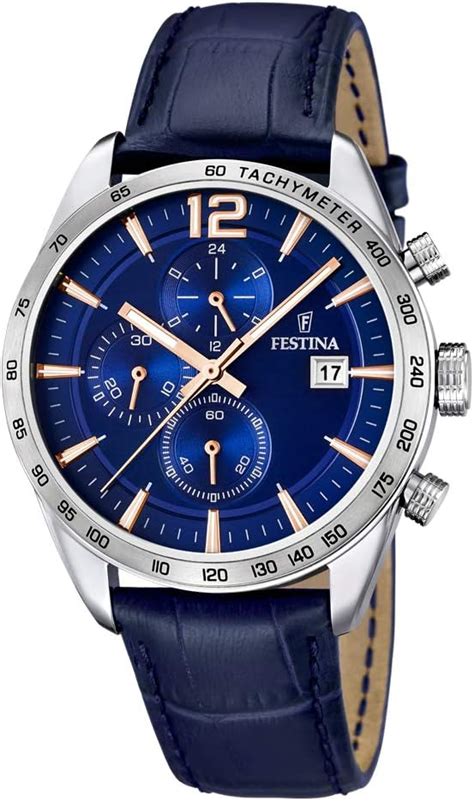 Festina Relógio masculino cronógrafo de quartzo pulseira de couro