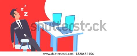 Male Security Guard Worker Sleeping Workplace Stock Vector Royalty