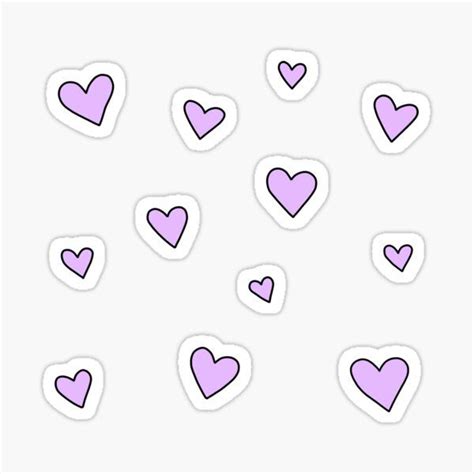 Pastel Purple Hearts Line Art