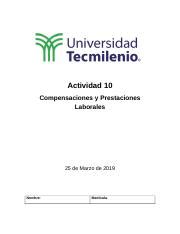 Actividad Compensaciones Y Prestaciones Laborales Docx Actividad