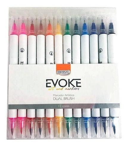 Marcador Artístico Evoke Dual Brush Pen 12 Cores Brw Caneta Brush