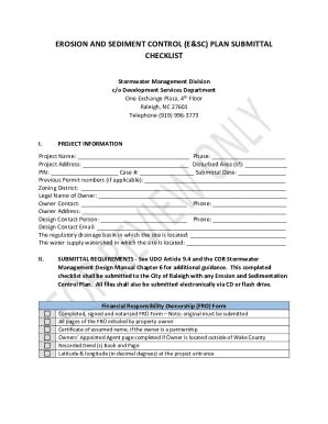 Fillable Online Erosion And Sediment Control Plan Submittal Checklist