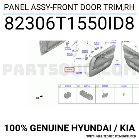 Panel Assy Front Door Trim Rh T Id Hyundai Kia Parts