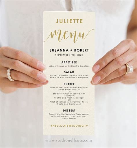 Gold Guest Name Menu Template Personalized Wedding Menu Etsy