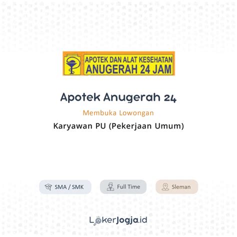 Lowongan Kerja Karyawan Pu Pekerjaan Umum Di Apotek Anugerah