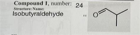 Solved Compound 1, number: 24 Isobutyraldehyde Structure: | Chegg.com