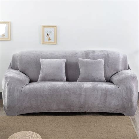 Thick Sofa Covers 1 2 3 4 Seater Pure Color Sofa Protector Velvet Easy Fit Elastic Fabric