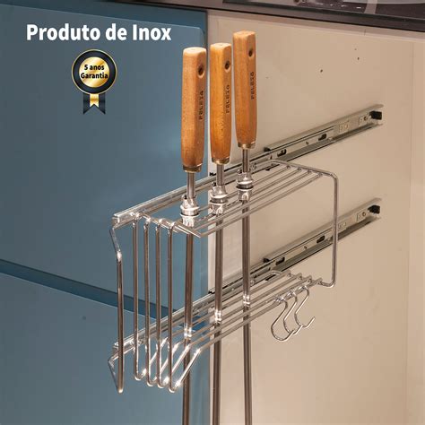 Suporte Porta Espetos Lateral Em A O Inox