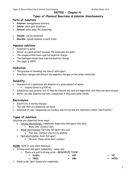 Chapter 4 Types Of Chemical Reactions And Solution Stoichiometry