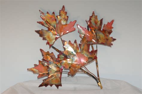 Copper Maple Leaf Branch Handcrafted Metal Sculpturehome