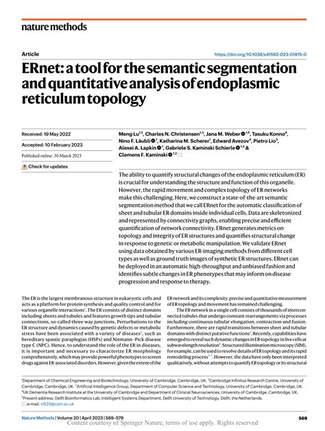 Ernet A Tool For The Semantic Segmentation And Quantitative Analysis