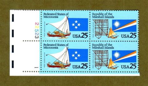 Plate Block Us Stamps Federated States Of Micronesia And Etsy