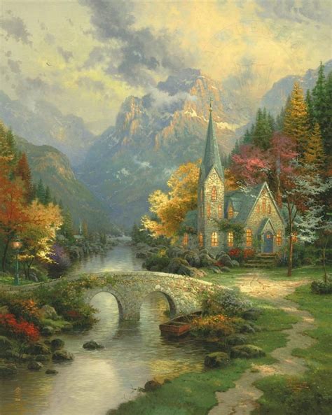 Mountain Chapel The By Thomas Kinkade Village Gallery