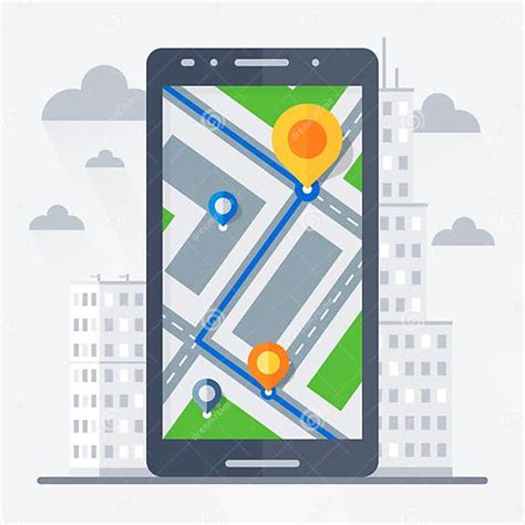 Teléfono Con La Navegación Móvil De Los Gps Ilustración Del Vector