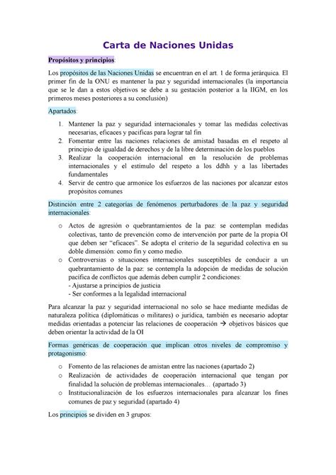 Carta de Naciones Unidas Carta de Naciones Unidas Propósitos y