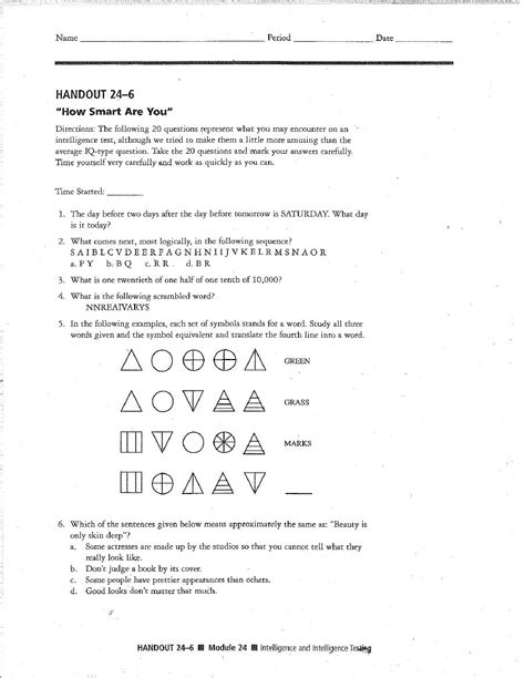 Mensa IQ Test PDF PDF Worksheets Library