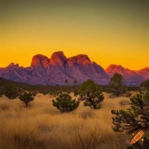 Yellow Grassland With Pinyon Pine And Utah Juniper Trees On Craiyon