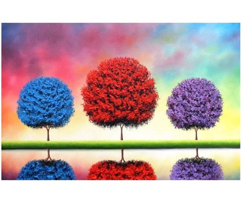 Whimsical Tree Art Colorful Trees Original Painting Landscape