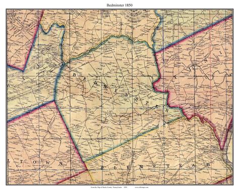 Bedminster Township Pennsylvania 1850 Old Town Map Custom Print